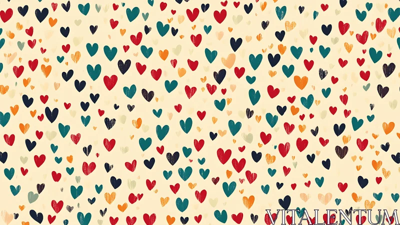 Colorful Hearts Dancing Across Warm Cream.