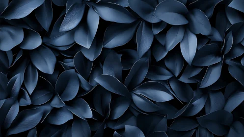 Midnight blue leaves overlap in a calm abstract pattern