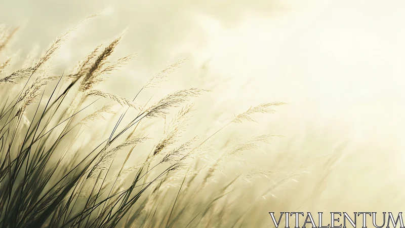 Soft Focus Meadow Grasses in Gentle Morning Light, Minimalist Style.