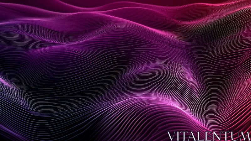 Shimmering magenta waves of light flow across a digital sea