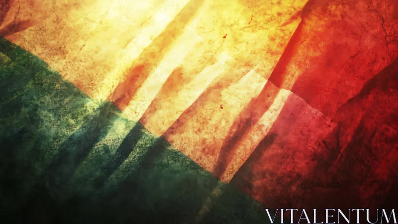 Tricolor fabric surface shows distressed texture and lighting