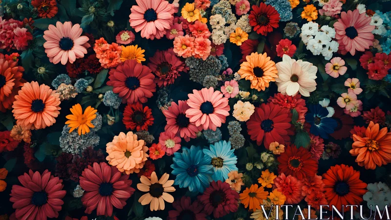 Vibrant flower garden blooms in stunning rainbow of color