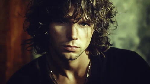 Moody portrait of a young man in cinematic side lighting