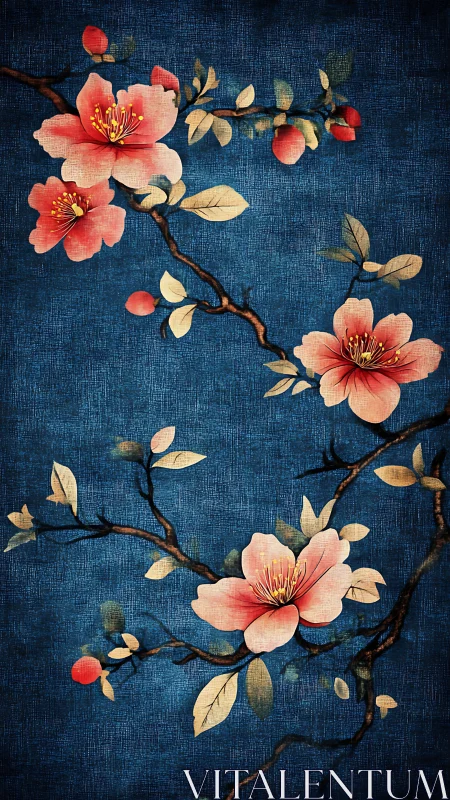 Coral Blossoms on Indigo: Traditional Botanical Illustration.