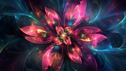 Fractal floral nebula composition with luminous radial symmetry.