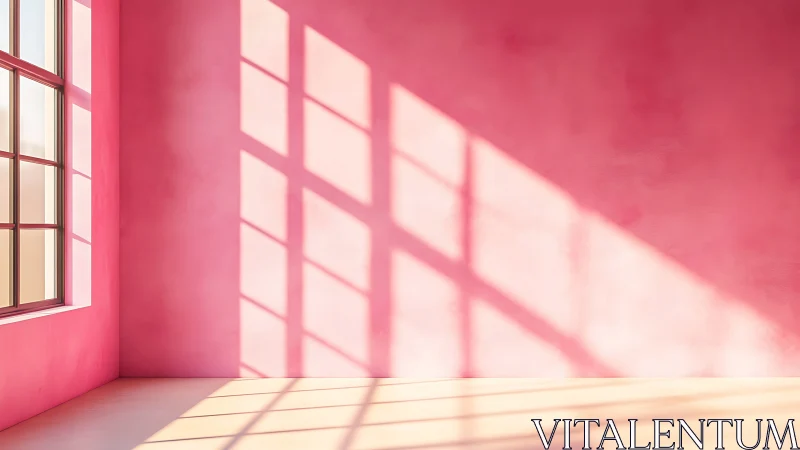 Soft morning light dances across a tranquil pink room