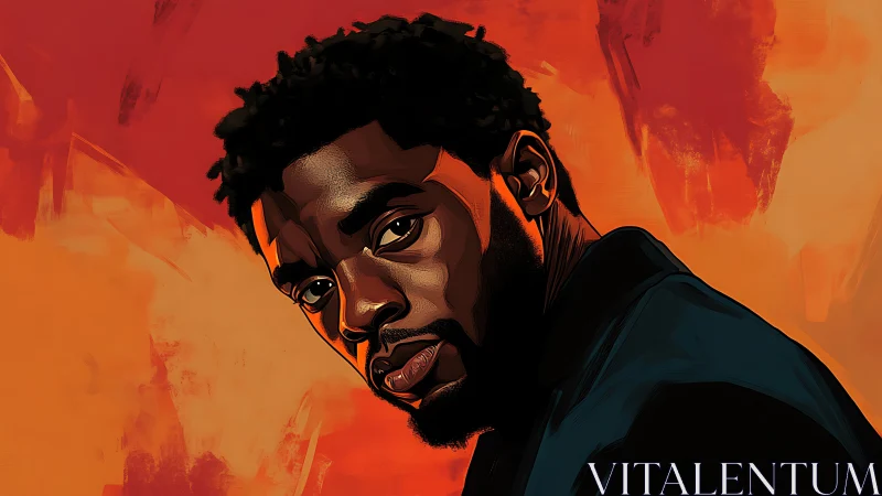 Crimson echoes cradle a thoughtful man in painted shadow