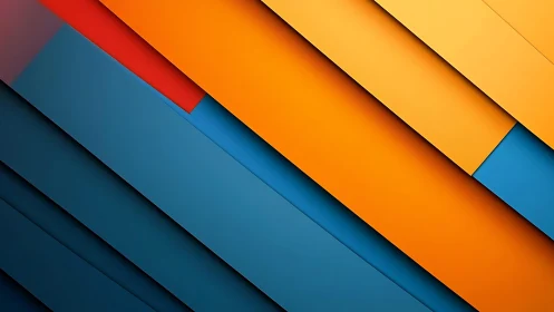 Abstract geometric background with layered blue and orange shapes.
