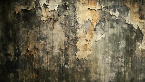Weathered Grunge Wall Texture with Peeling Paint and Stains.