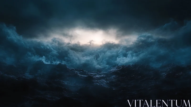 Midnight stormwaves swallowing distant ghostlight horizon.