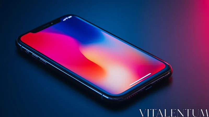Modern smartphone displays vibrant gradient wallpaper with notch design