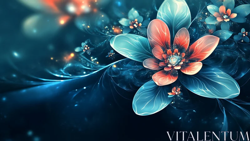 Glowing dreamlike blossoms unfolding in a tranquil night garden.