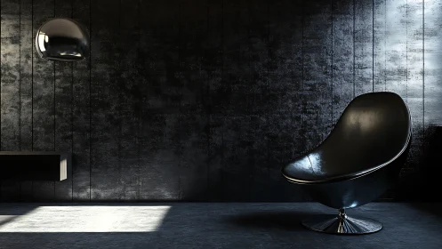 Cozy modern black chair in a calm, softly lit corner.
