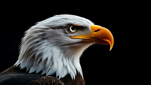 Bald eagle portrait in hyper-realistic digital art style.