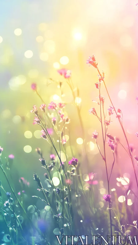 Soft-focus carnation field with chromatic bokeh and atmospheric light diffusion.
