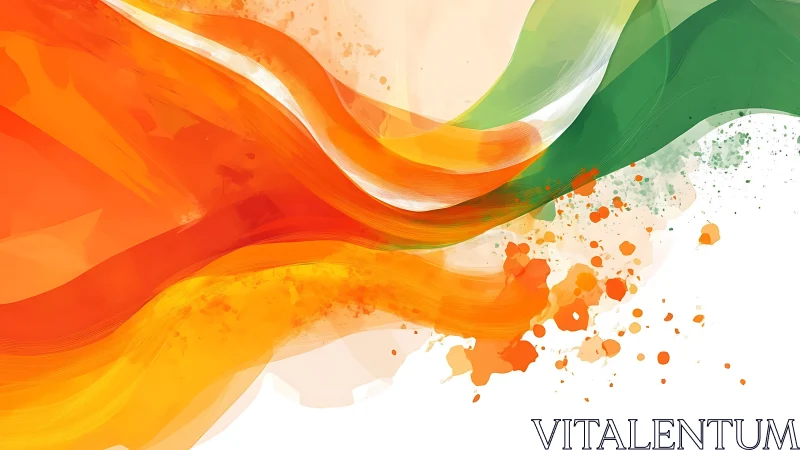 Indian tricolor wave abstraction in fluid watercolor motion.