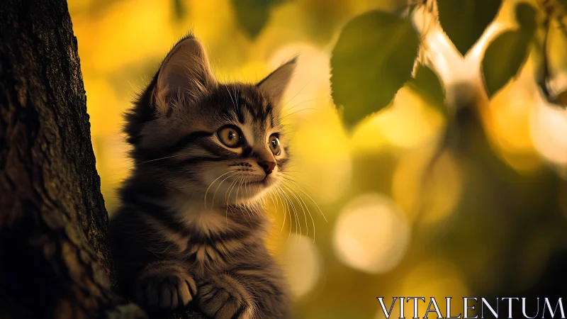 Tabby Kitten in Natural Outdoor Setting