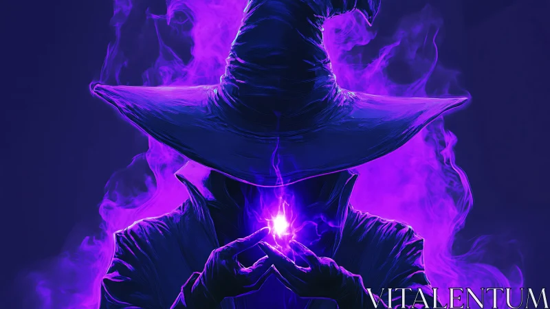 Shadowed wizard channeling violet arcane energy sphere.