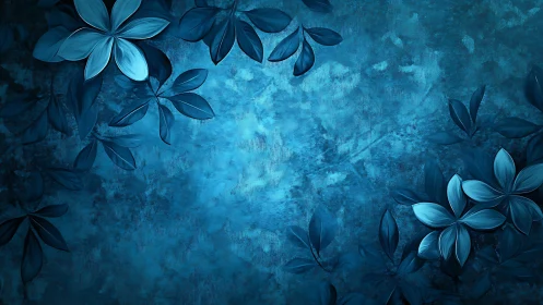 Midnight blue floral border frames textured abstract field.