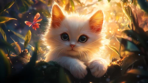 Luminescent Feline Guardian Emanates Ethereal Warmth