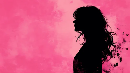 Silhouette muse drifting through a wild pink daydream.