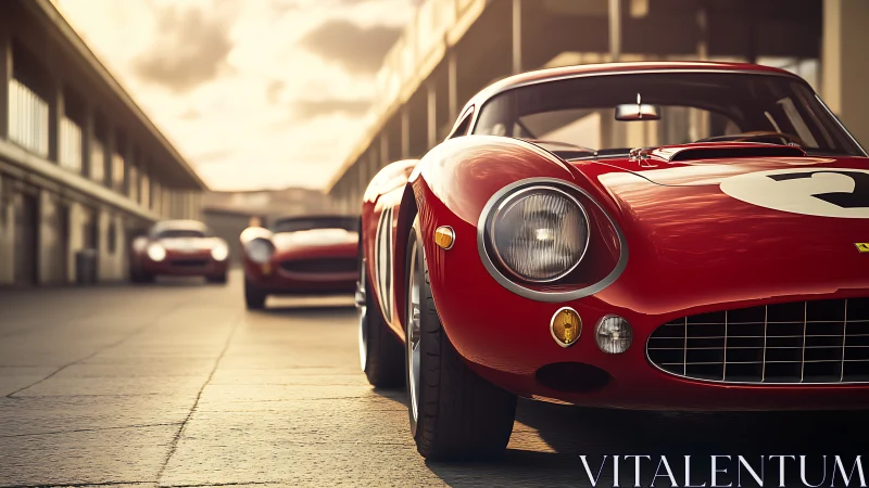 Classic red race car rendered in cinematic photorealistic light