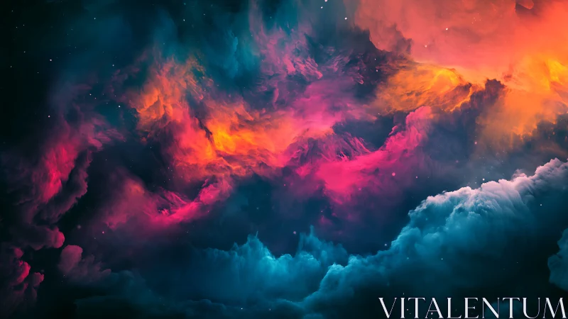 Nebular cloudscape with vibrant cyan, magenta and amber light.