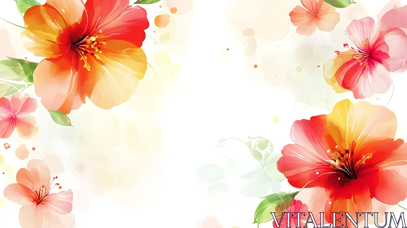 Watercolor Floral Composition with Layered Botanical Blooms.