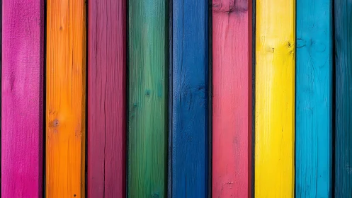 Vertical spectrum planks with saturated painted wood grain