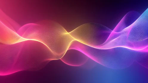 Colorful luminous waves drifting through a twilight glow.