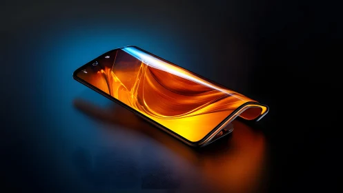 Futuristic Foldable Smartphone with Curved Display, Digital Art.