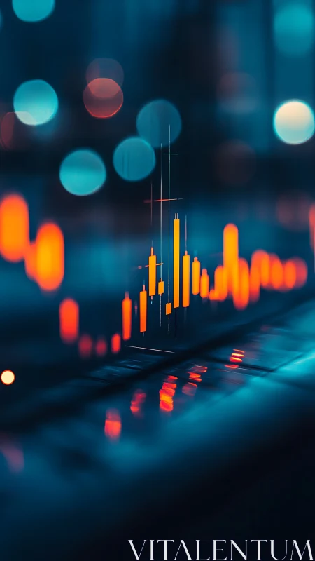 Neon candlestick chart pulses across a futuristic trading screen