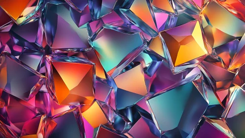 3D prismatic crystal tessellation in iridescent refracted color.