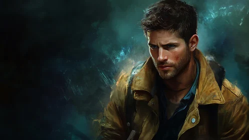 Weathered adventurer portrait in cinematic digital painting