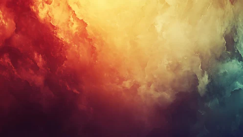 Vivid Abstract Cloudscape with Warm Gradient Colors in Digital Art.