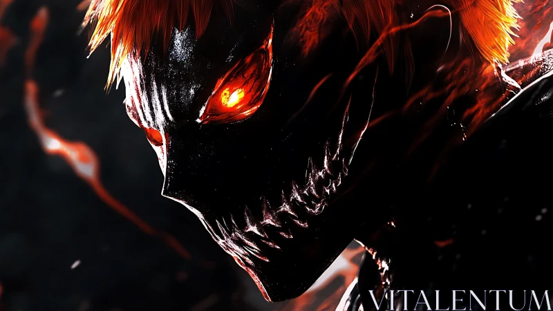 Demonic skull-faced figure in fiery red and black tones.