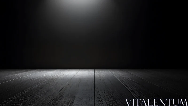 Soft spotlight over empty dark wooden floor, quietly inviting.