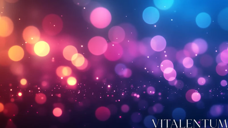 Colorful Abstract Bokeh Lights on Gradient Background, Digital Art.