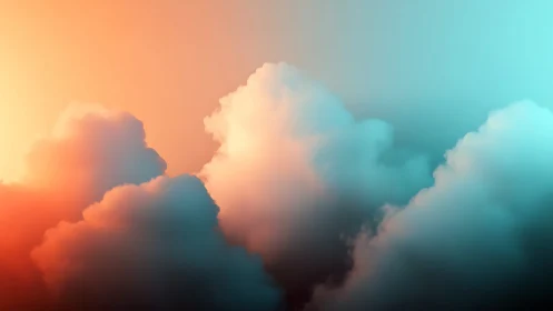 Dream-soft clouds drifting through teal and peach light.