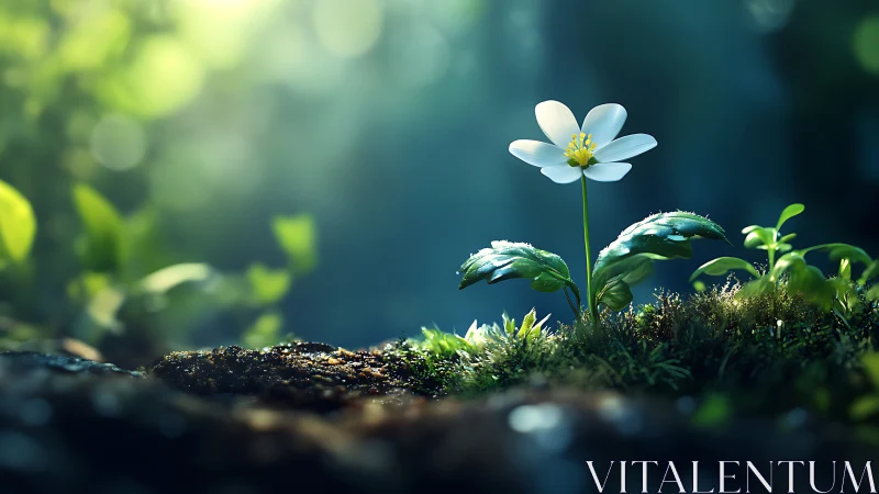 Gentle woodland flower basking in soft morning light.