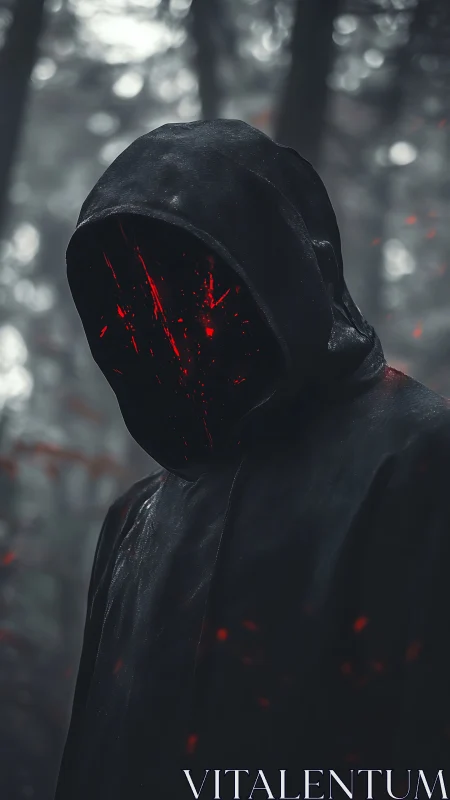 Hooded void entity with incandescent red fracture core.