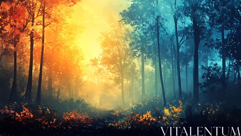 Forest Path Bisected by Fire and Ice Gradient.