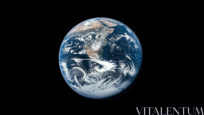 Lonely blue planet pirouetting on velvet cosmic stage.