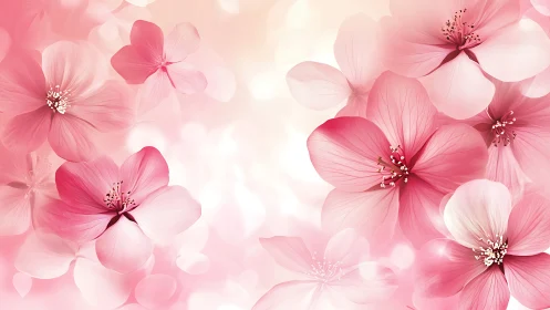 Soft-Focus Floral Composition with Layered Pink Petals and Gradient Bloom Bokeh