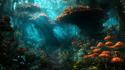 Bioluminescent Fungal Forest: Subterranean Ecosystem Analysis.