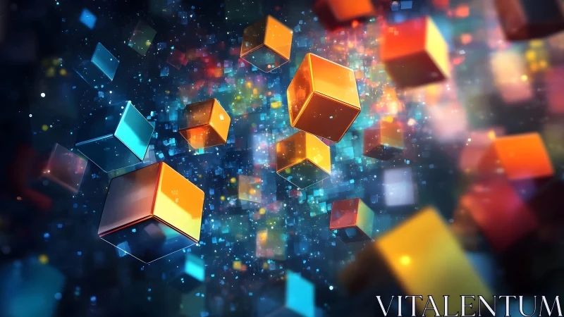 Volumetric data cubes in luminous procedural space field.