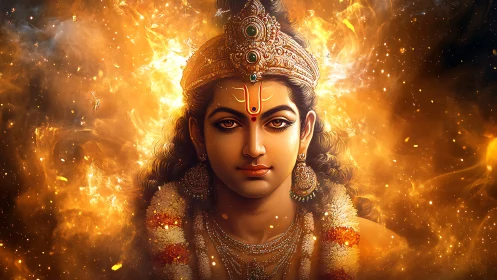 Radiant divine portrait glowing with warm golden light.