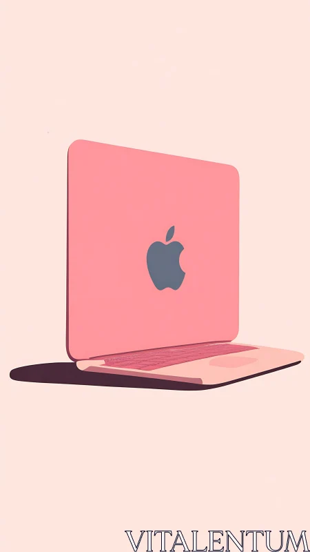 Blushing laptop levitates softly in a minimalist peach void