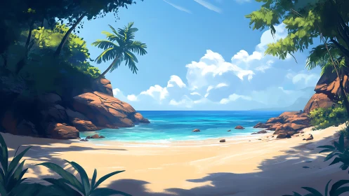 Tropical Cove With Stratified Atmospheric Rendering and Volumetric Lighting Effects