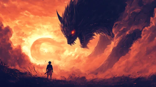 Stormlit fox titan bends skyfire toward a lone wanderer